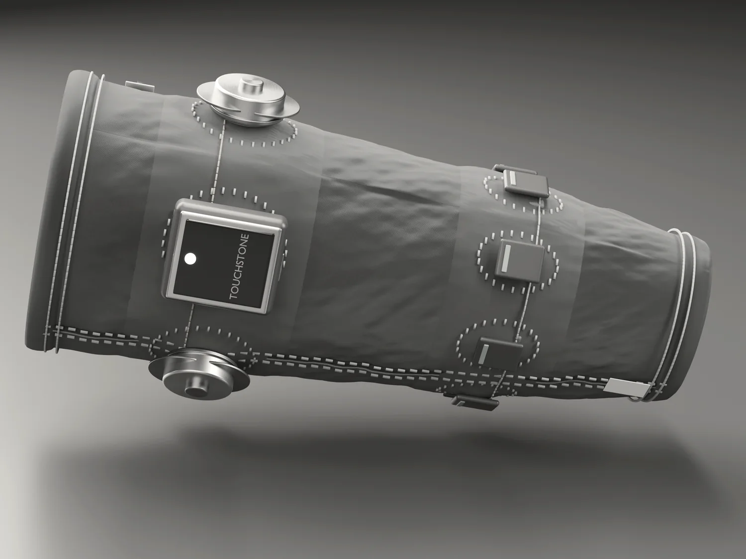 The band closed around a forearm-sized form, sensing modules seated along two rings.